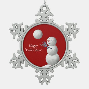 Volleyball Snowman Snowflake Pewter Christmas Ornament by TheSportofIt at Zazzle