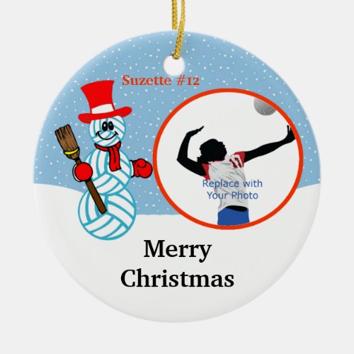 Volleyball Snowman TeamPlayer Photo Ornament
