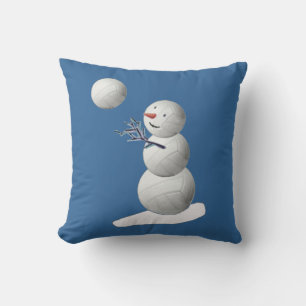 Volleyball Snowman Throw Pillow