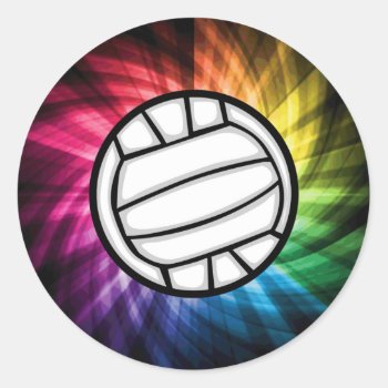 Volleyball; Spectrum Classic Round Sticker by SportsWare at Zazzle