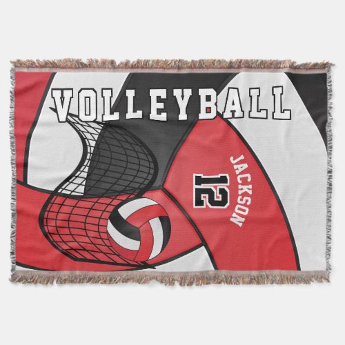 Volleyball  Sport Ball in Red White  Black Throw Blanket