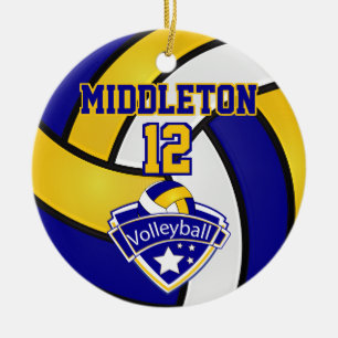 Volleyball 🏐 Sport - Blue, White and Yellow Ceramic Ornament