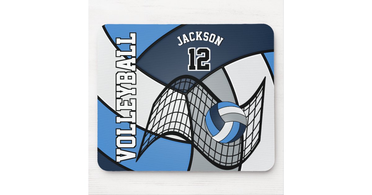 Volleyball Sport in a Blue, White and Gray Mouse Pad | Zazzle