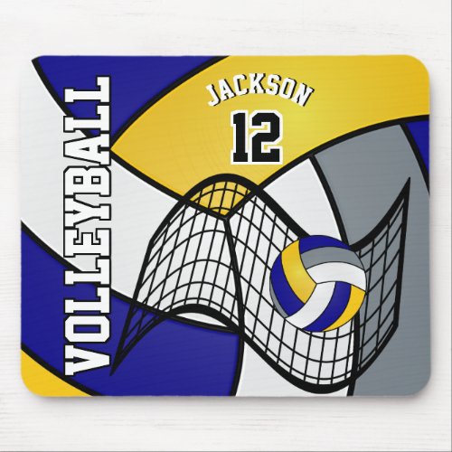 Volleyball  Sport in a Blue White Yellow Gray Mouse Pad