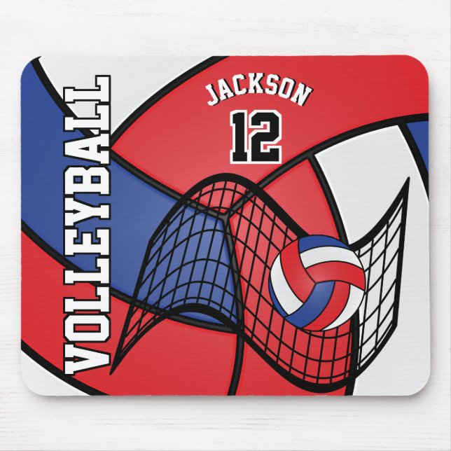 Volleyball 🏐 Sport in a Red, White and Blue Mouse Pad (Front)