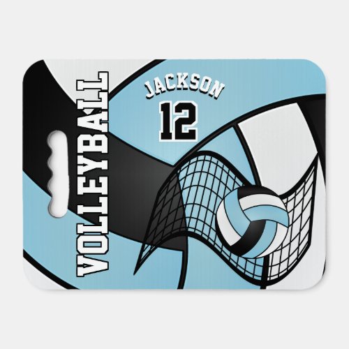 Volleyball Sport in Baby Blue White and Black Seat Cushion