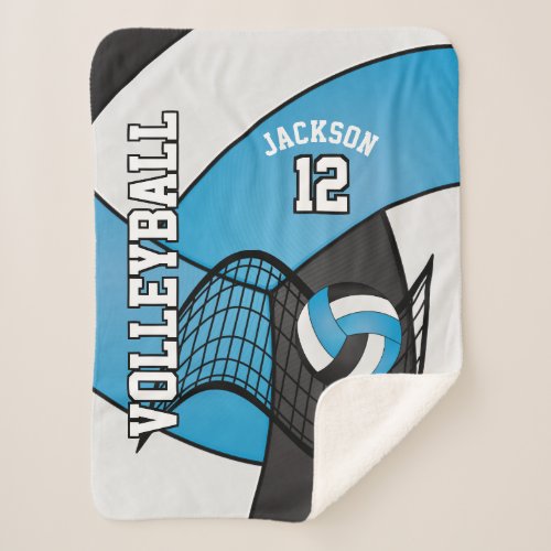 Volleyball  Sport in Baby Blue White and Black Sherpa Blanket