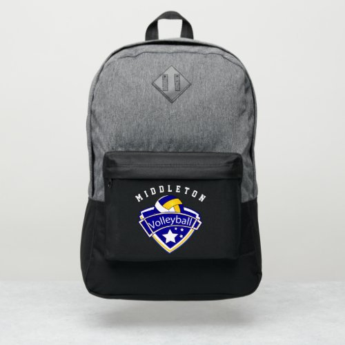 Volleyball Sport in Blue Gold  White Backpack