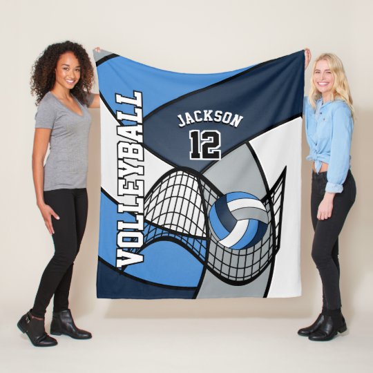 Volleyball Sport in Blue, White and Gray Fleece Blanket | Zazzle.com