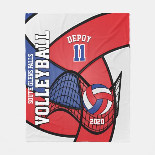 Volleyball Sport in Red White and Blue _ Custom04 Fleece Blanket