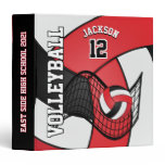 Volleyball Sport in Red, White & Black 3 Ring Binder