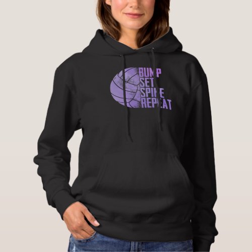 Volleyball Sport Lover Bump Set Spike Repeat Volle Hoodie