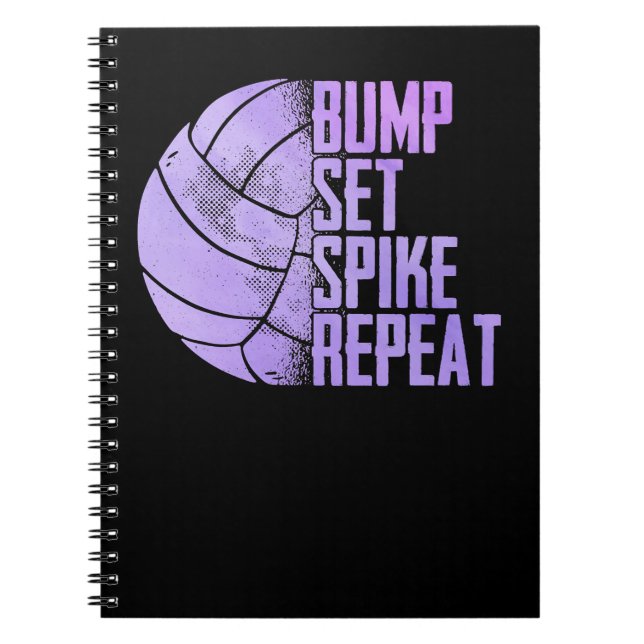 Volleyball Sport Lover Bump Set Spike Repeat Volle Notebook (Front)
