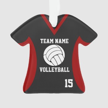 Volleyball Sports Jersey Black And Red With Photo Ornament by tshirtmeshirt at Zazzle