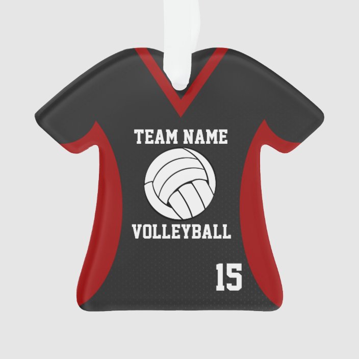 Volleyball Sports Jersey Black and Red with Photo Ornament | Zazzle.com
