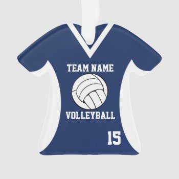 Volleyball Sports Jersey Blue With Photo Ornament by tshirtmeshirt at Zazzle
