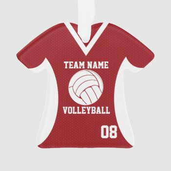 Volleyball Sports Jersey Red With Photo Ornament by tshirtmeshirt at Zazzle