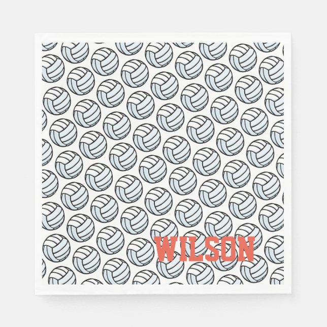 Volleyball Sports Party Name Team Colors Fun Napkins (Front)
