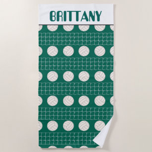 Volleyball sports pattern add name beach towel