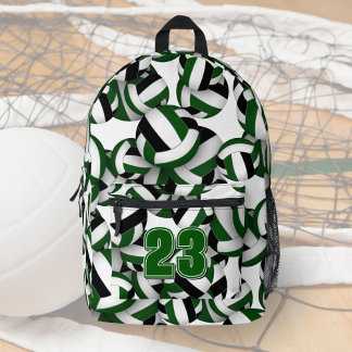 volleyball sports pattern green black team colors printed backpack