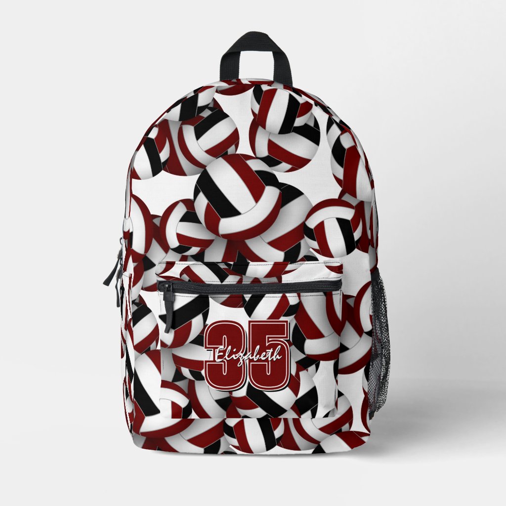 volleyball sports pattern maroon black team colors backpack
