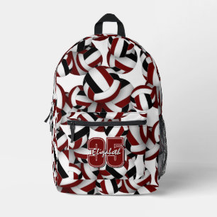 volleyball sports pattern maroon black team colors printed backpack
