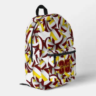volleyball sports pattern maroon gold team colors  printed backpack