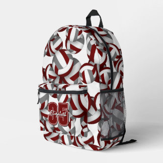 volleyball sports pattern maroon gray team colors  printed backpack