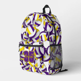 volleyball sports pattern purple gold team colors  printed backpack