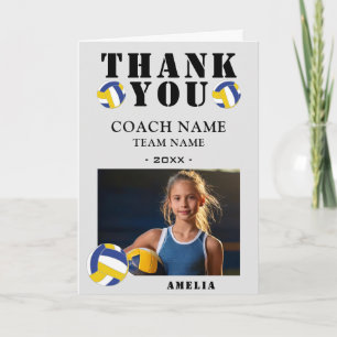 Volleyball Sports Photo Coach  Letterpress Thank You Card