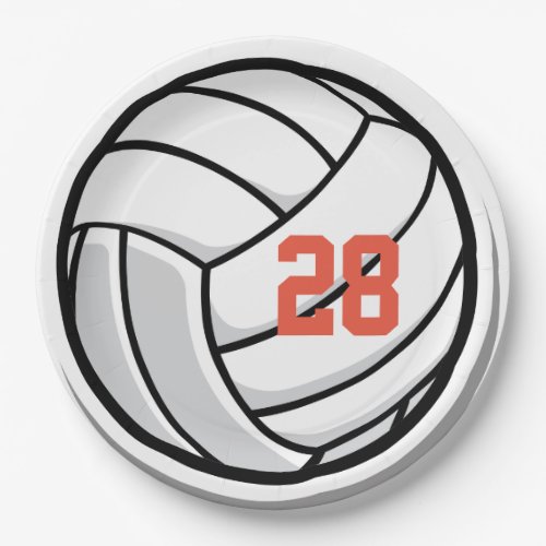 Volleyball Sports White Black Party Custom Paper Plates