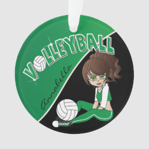 Volleyball Sporty Diva Girl in Green Ornament
