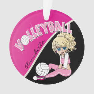 Volleyball Sporty Diva Girl in Pink Ornament