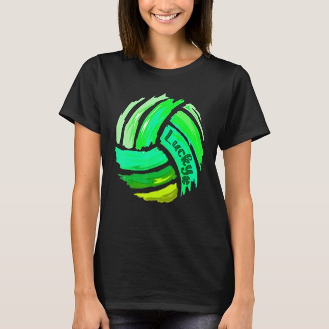 Volleyball St. Patrick's Day Lucky Irish T-Shirt (Front)