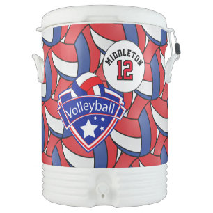 Volleyball Star Blue, White and Blue Beverage Cooler
