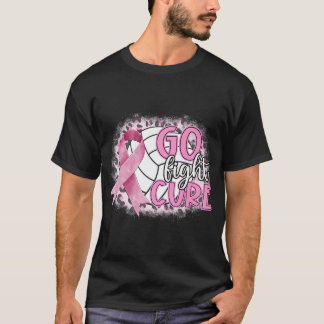 Volleyball Tackle Breast Cancer Pink Ribbon Go Fig T-Shirt