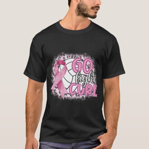 Volleyball Tackle Breast Cancer Pink Ribbon Go Fig T_Shirt