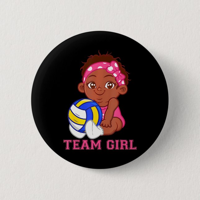Volleyball Team Boy And Girl Gender Reveal Party Button (Front)