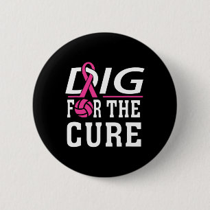 Volleyball Team Breast Cancer Awareness  Button
