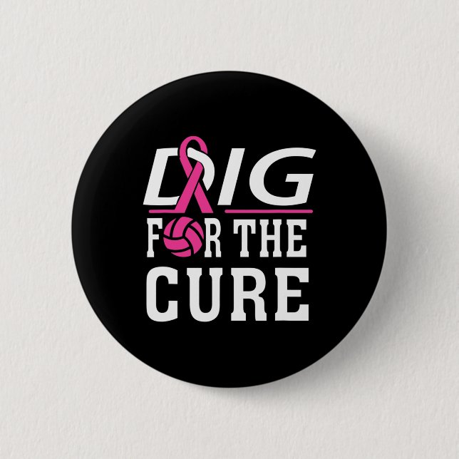 Volleyball Team Breast Cancer Awareness  Button (Front)