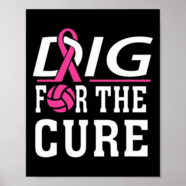 Volleyball Team Breast Cancer Awareness  Poster (Front)