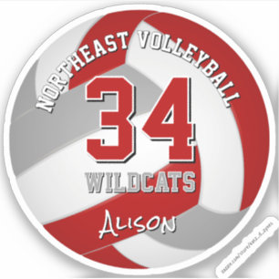 volleyball team colors kids red gray sticker