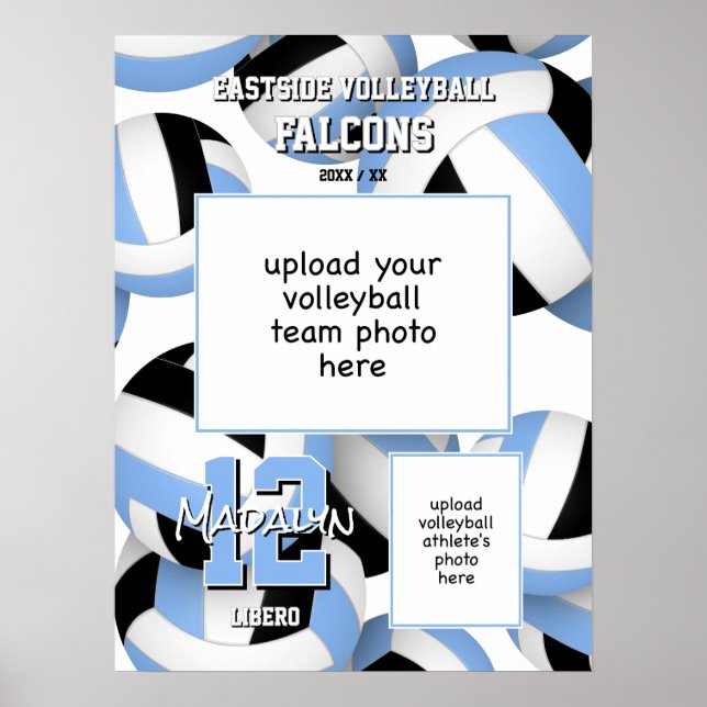 volleyball team colors with photos lt blue black  poster (Front)