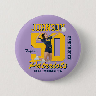 Volleyball Team Custom Photo Jersey Number Sports Button