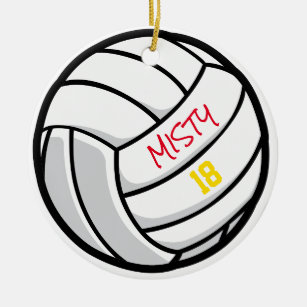 Volleyball Team Custom Player Number Year  Ceramic Ornament