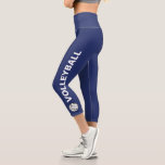 Volleyball Team Custom Text or Team Name Navy Blue Capri Leggings<br><div class="desc">Stand out on the court with these super comfortable capri leggings featuring a volleyball and your custom text - team name, player name, etc, or leave "VOLLEYBALL" set against a navy blue background. Easily change the color to match your club or team colors! Comfortable, high quality leggings - perfect for...</div>