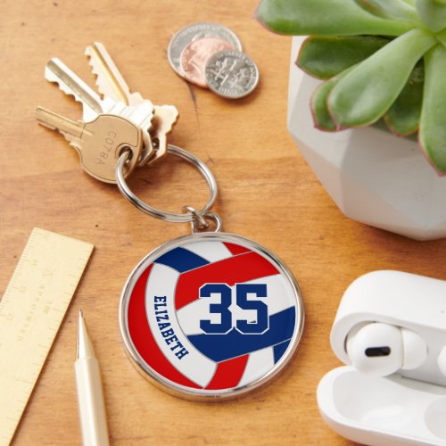 volleyball team gifts red blue school club colors keychain