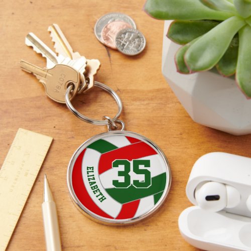 volleyball team gifts red green school club colors keychain