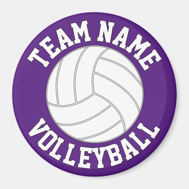 Volleyball Team Name and Color Customizable Sports Magnet (Front)