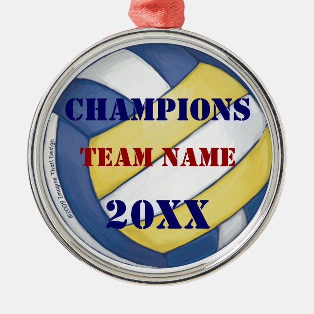 Volleyball Team Name and Number Metal Ornament (Front)